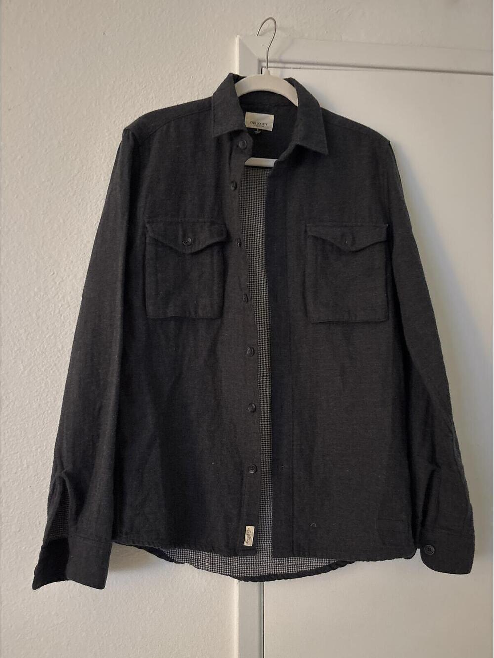 Civil Society Bennett Shirt Jacket Men S Small Gray Flannel Shacket Lined Flap
